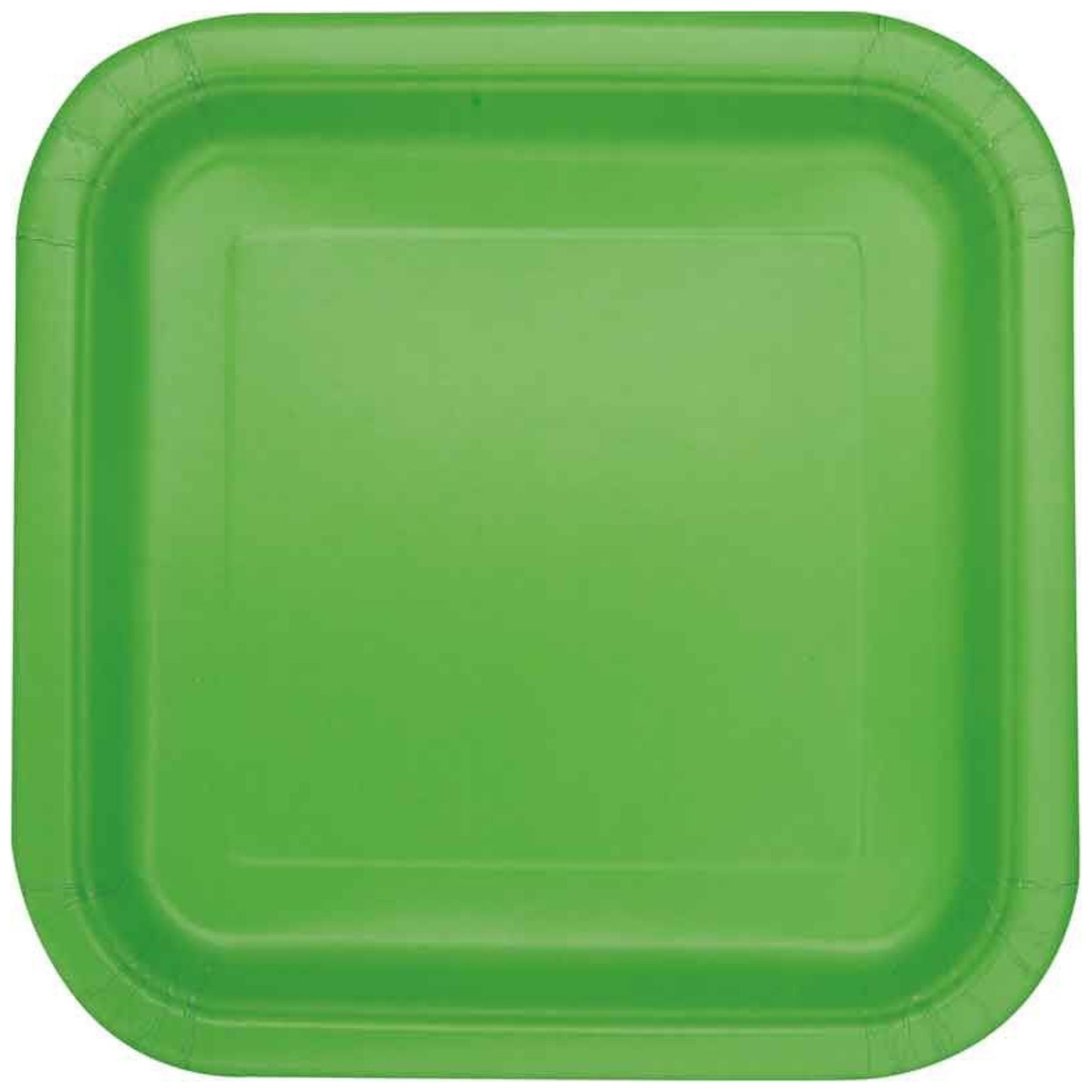 LIME GREEN SQUARE PAPER PLATES (23cm - 14 PACK)