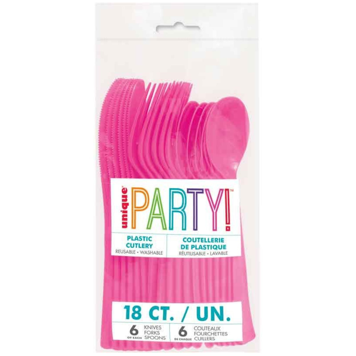 HOT PINK PLASTIC CUTLERY (18 PACK)