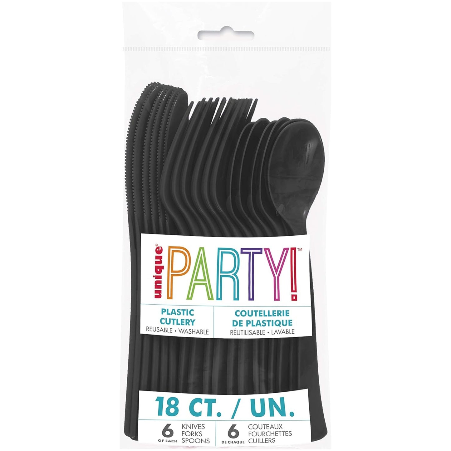 MIDNIGHT BLACK PLASTIC CUTLERY (18 PACK)