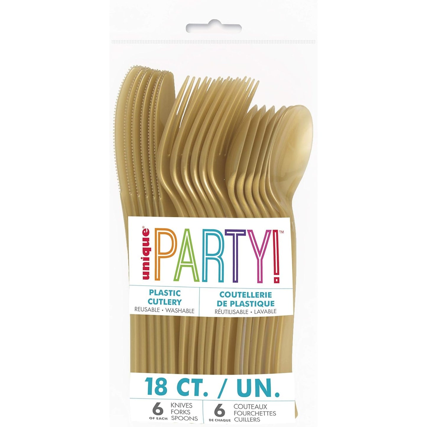 GLEAMING GOLD PLASTIC CUTLERY (18 PACK)
