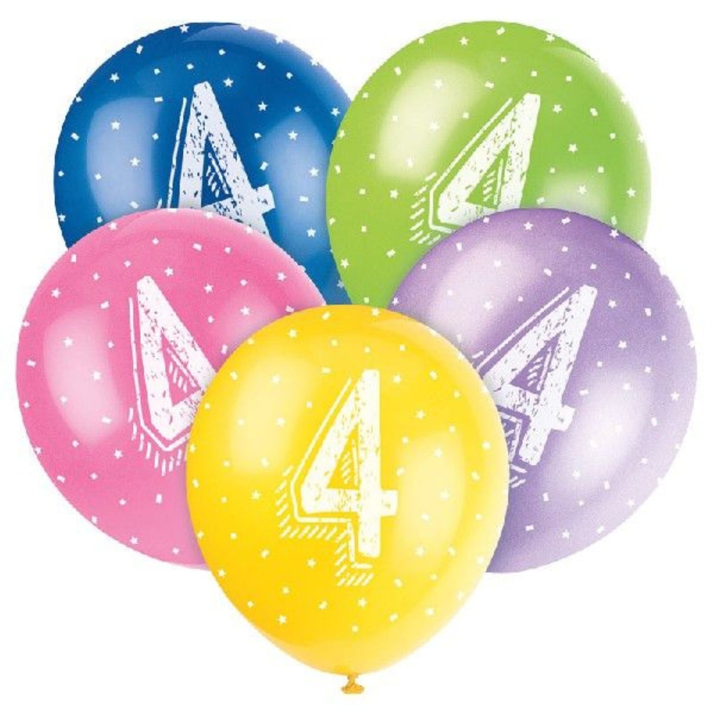 12"/ 30cm AGE '4' 5 PACK LATEX BALLOONS