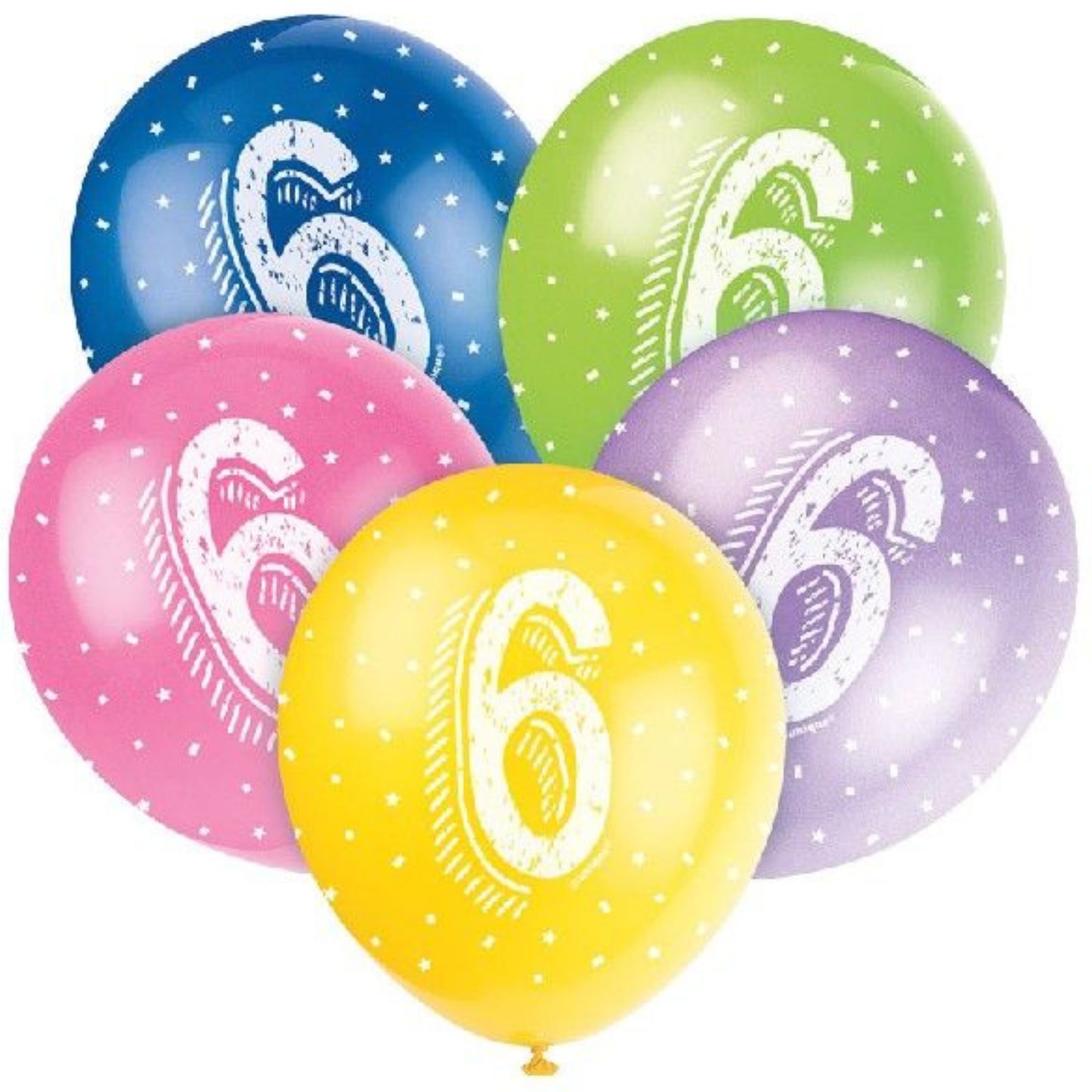 12"/ 30cm NUMBER '6' LATEX BALLOONS (5 PACK)