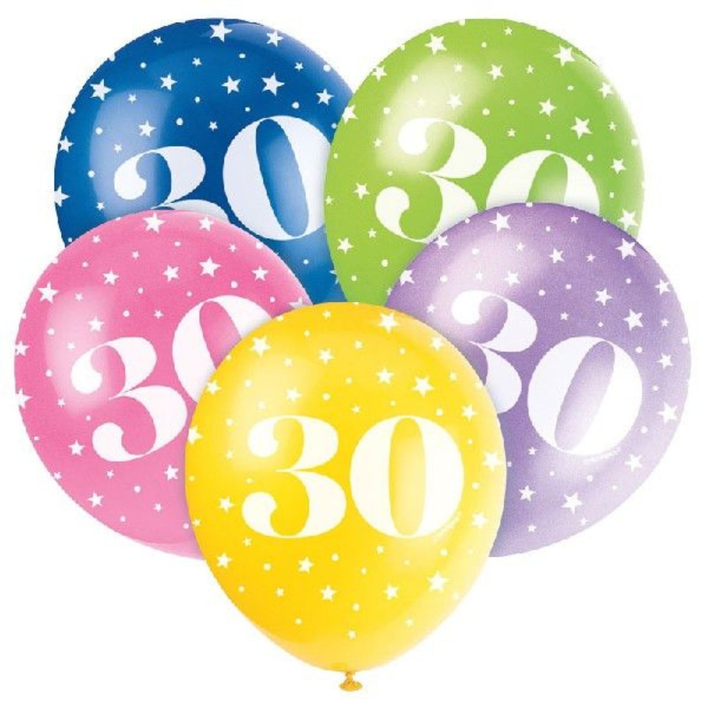 12"/ 30cm AGE '30' 5 PACK LATEX BALLOONS