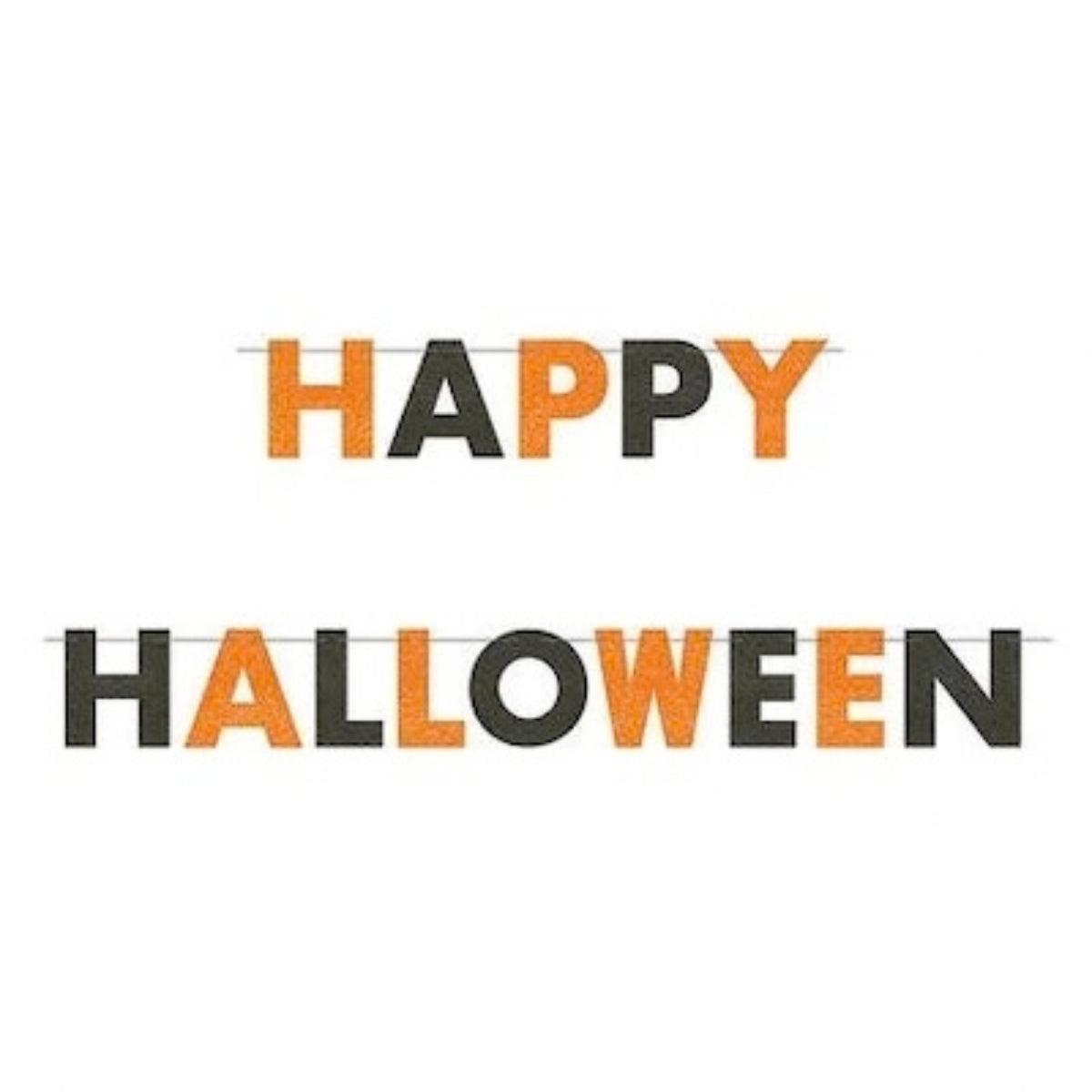 HAPPY HALLOWEEN ORANGE & BLACK GLITTER LETTER BANNER (2.7m)