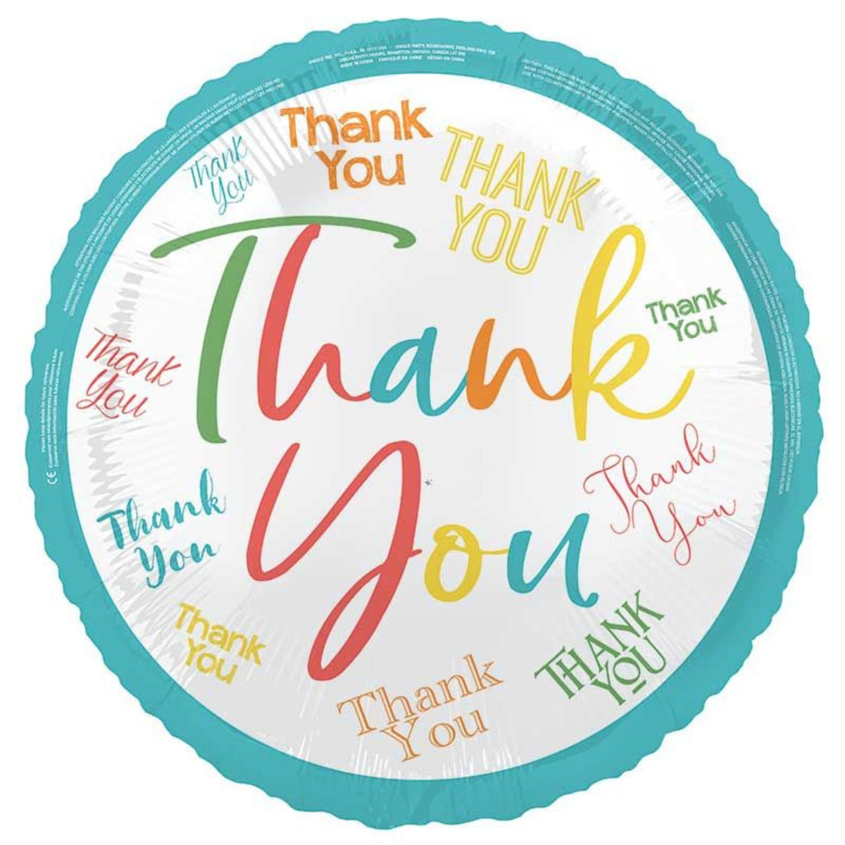 18"/ 46cm THANK YOU ROUND FOIL BALLOON