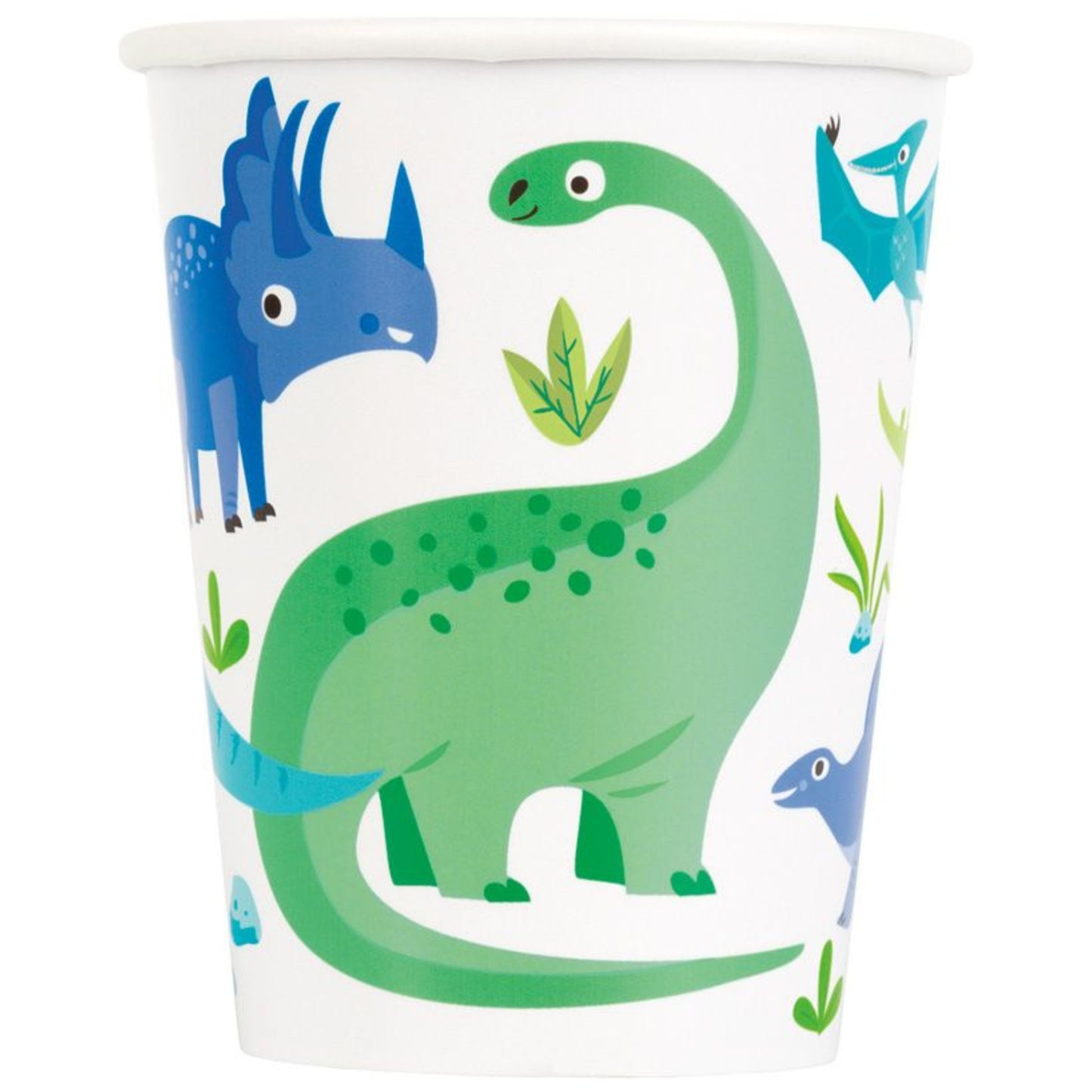 BLUE & GREEN DINOSAUR PAPER CUPS (8 PACK)