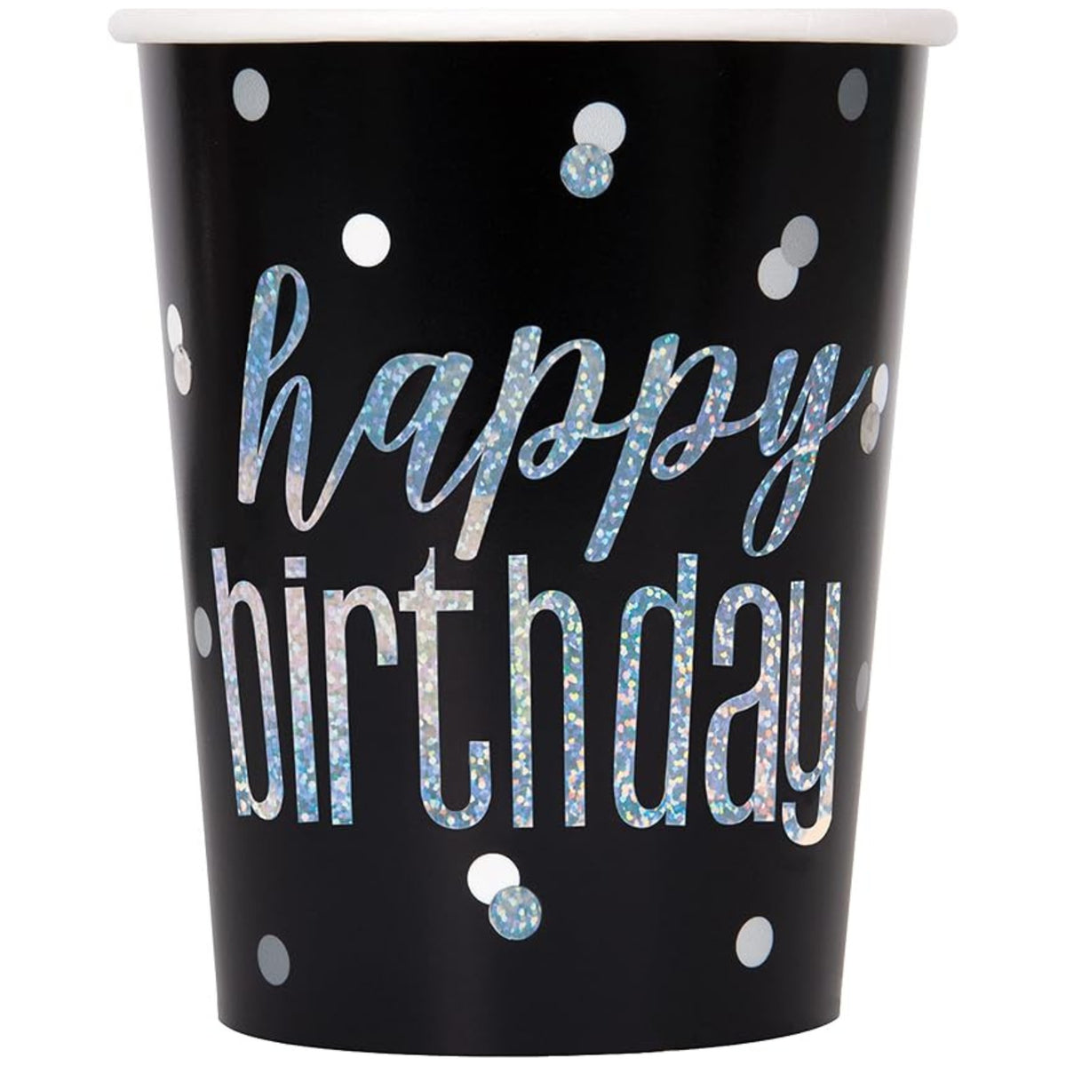 GLITZ BLACK CUPS (266ml - 8 PACK)