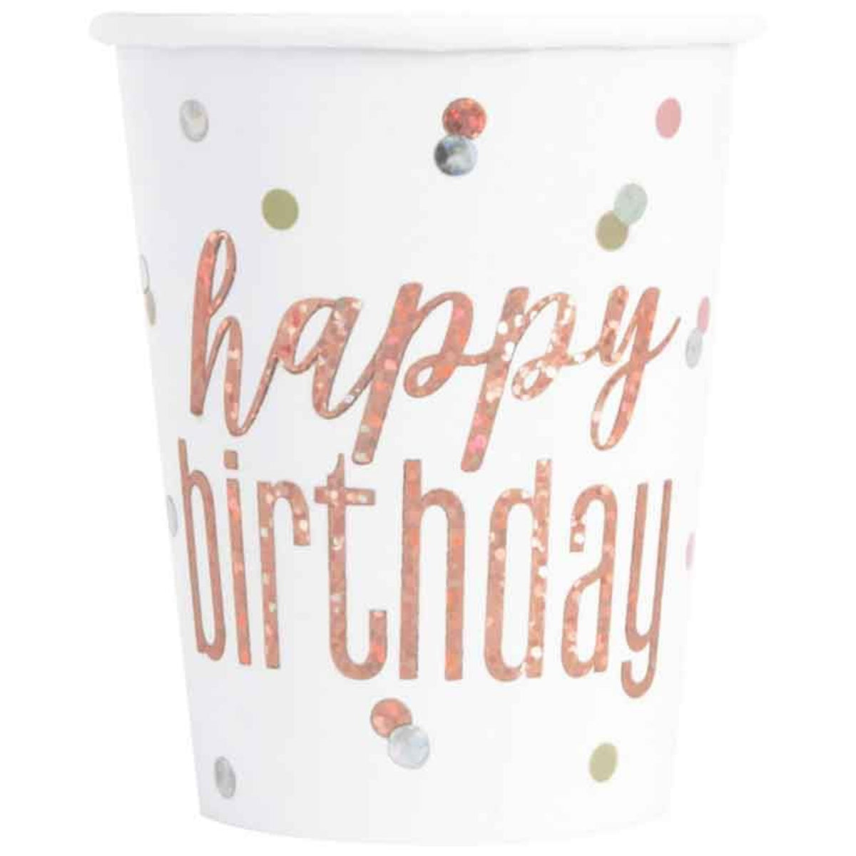 GLITZ ROSE GOLD CUPS (266ml - 8 PACK)