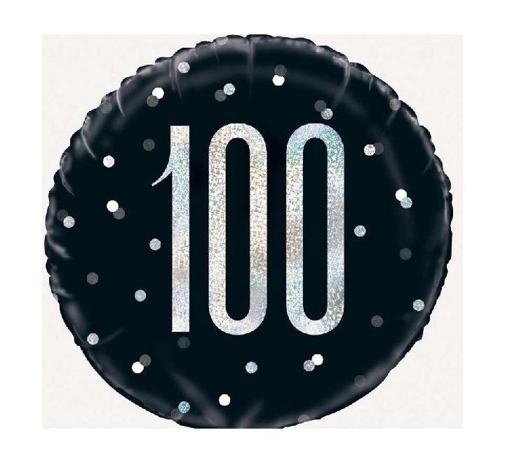 18"/ 46cm BLACK GLITZ "90" ROUND FOIL BALLOON