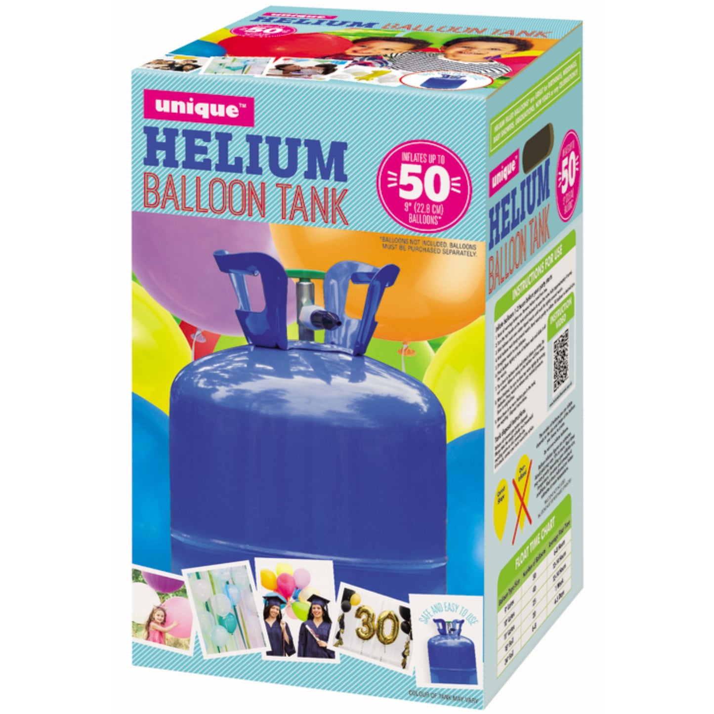 LARGE DISPOSABLE HELIUM CYLINDER (INFLATES UP TO 50 x 9"/ 23cm BALLOONS)