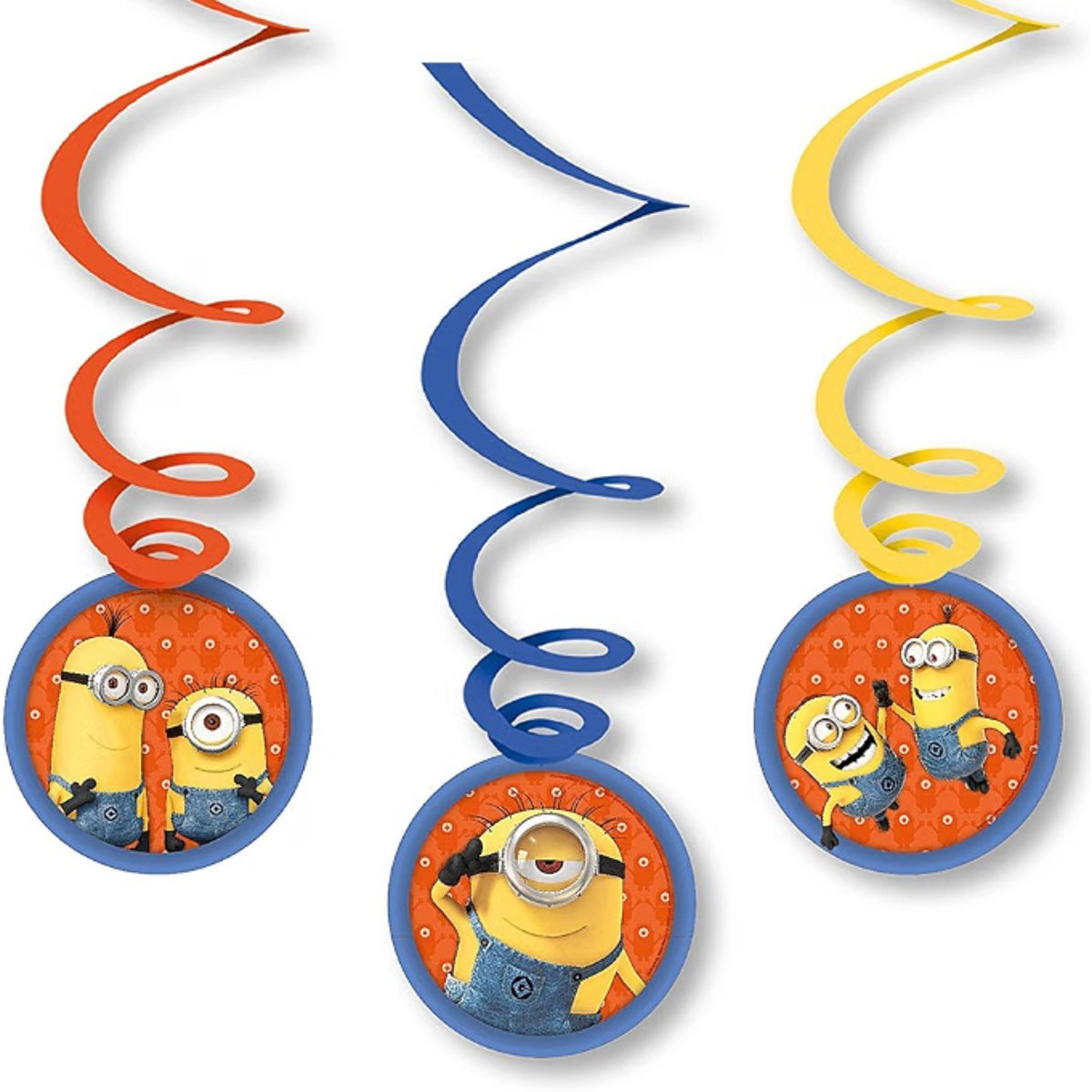 MINIONS HANGING SWIRL DECORATIONS (6 PACK)