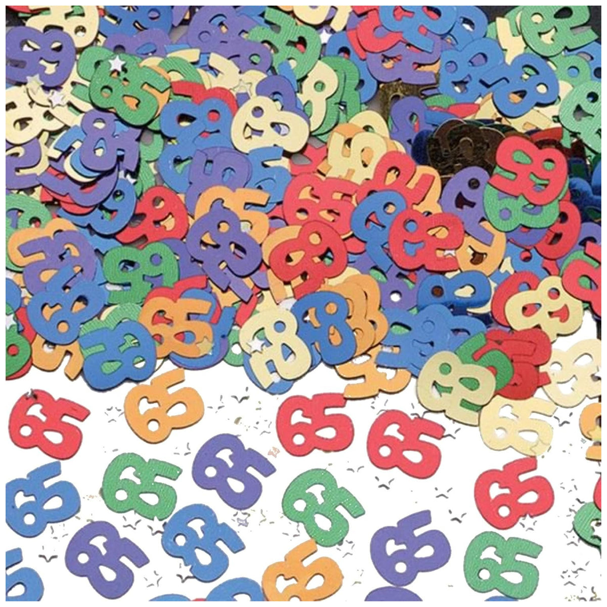 MULTICOLOUR METALLIC 65TH BIRTHDAY TABLE CONFETTI (14g)