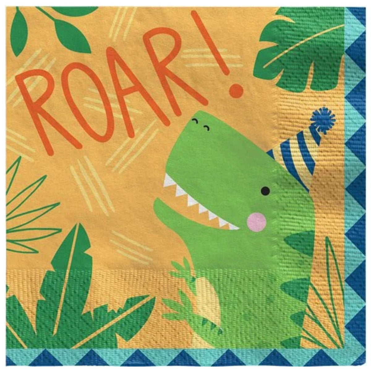 DINO-MITE PARTY PAPER NAPKINS (33cm - 16 PACK)