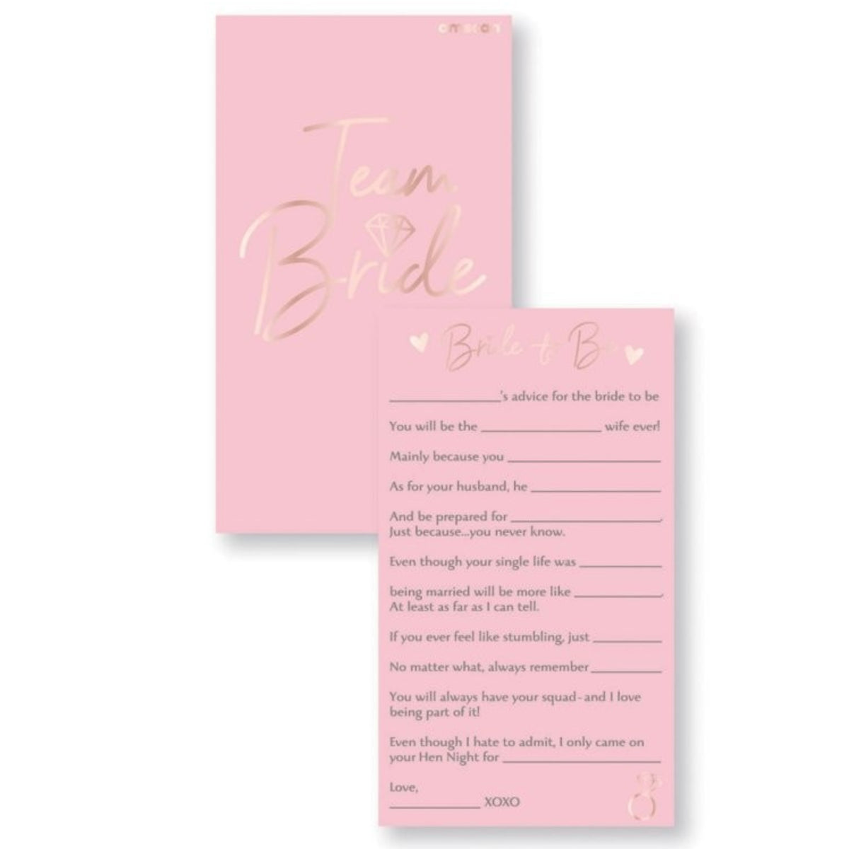ADVICE CARDS FOR THE BRIDE TO BE