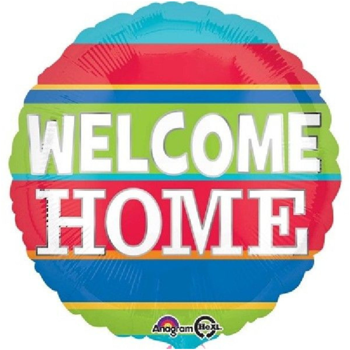 18"/ 46cm WELCOME HOME COLOURFUL STRIPES ROUND FOIL BALLOON