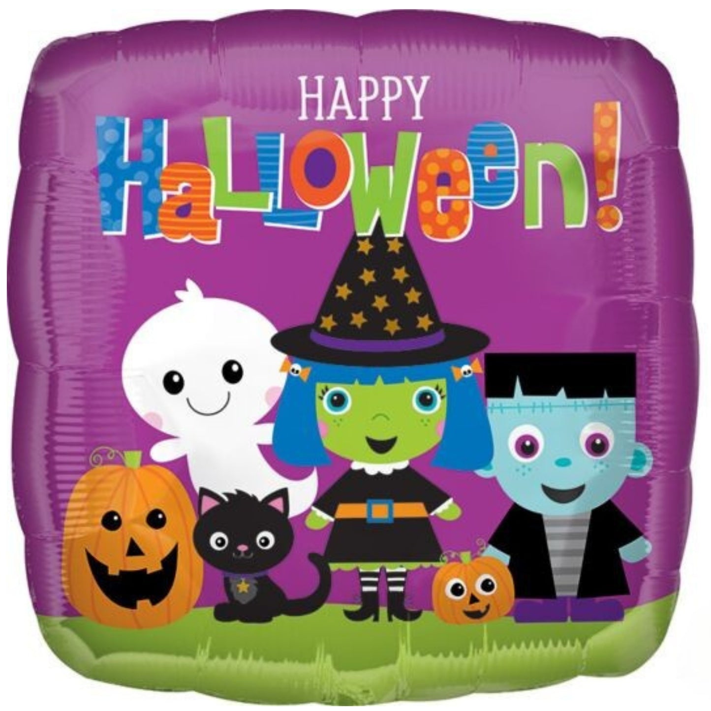 18"/ 46cm HAPPY HALLOWEEN FRIENDS SQUARE FOIL BALLOON