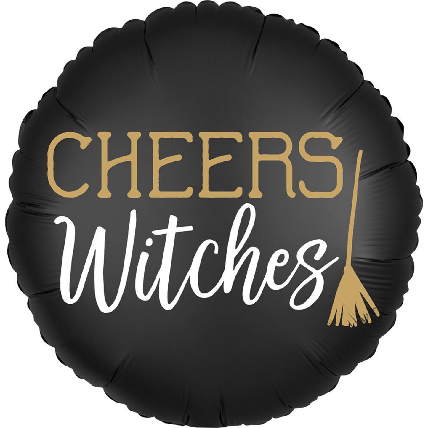 18"/ 46cm BLACK SATIN CHEERS WITCHES ROUND FOIL BALLOON