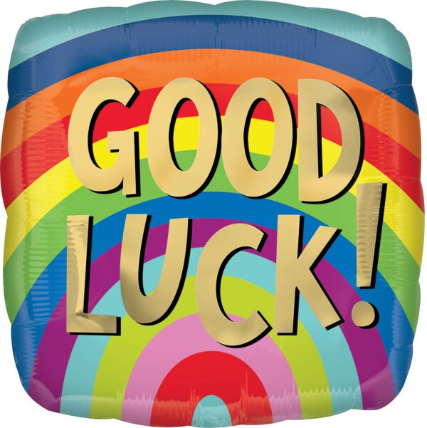 18"/ 46cm GOOD LUCK RAINBOW SQUARE FOIL BALLOON
