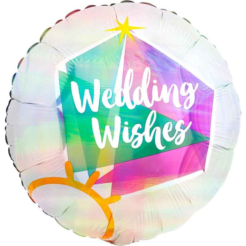 18"/ 46cm IRIDESCENT HOLOGRAPHIC WEDDING RING ROUND FOIL BALLOON