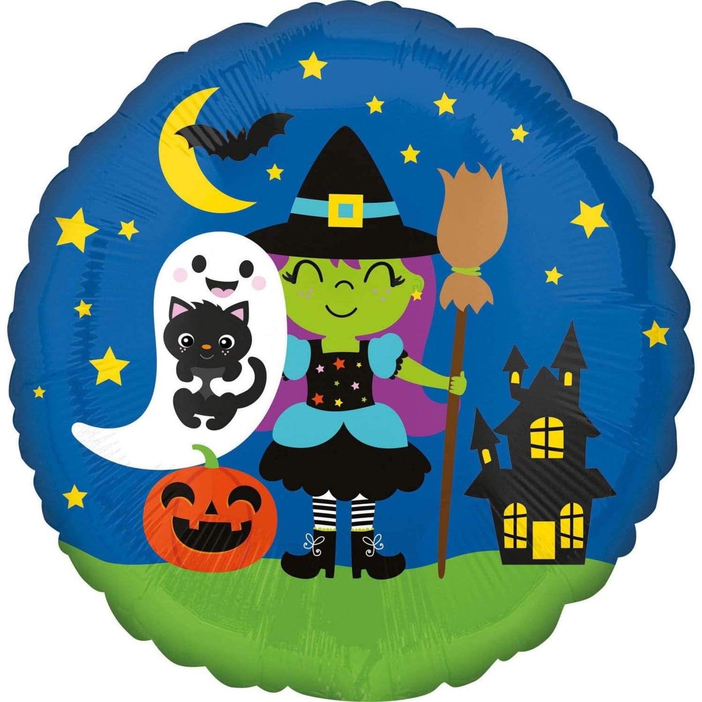 18"/ 46cm HALLOWEEN WITCH & FRIENDS ROUND FOIL BALLOON