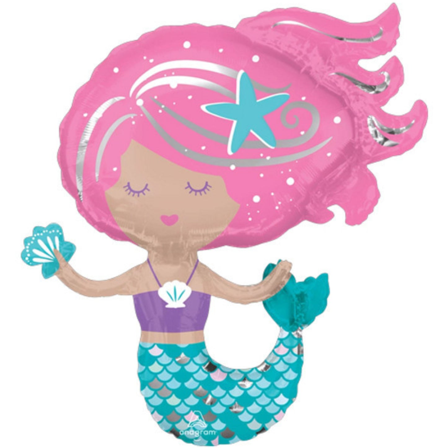 30"/ 79cm SHIMMERING MERMAID SUPERSHAPE FOIL BALLOON