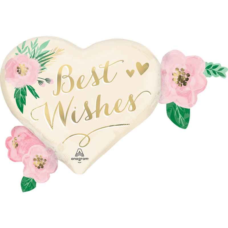 27"/ 69cm NATURAL WEDDING 'BEST WISHES' SUPERSHAPE FOIL BALLOON