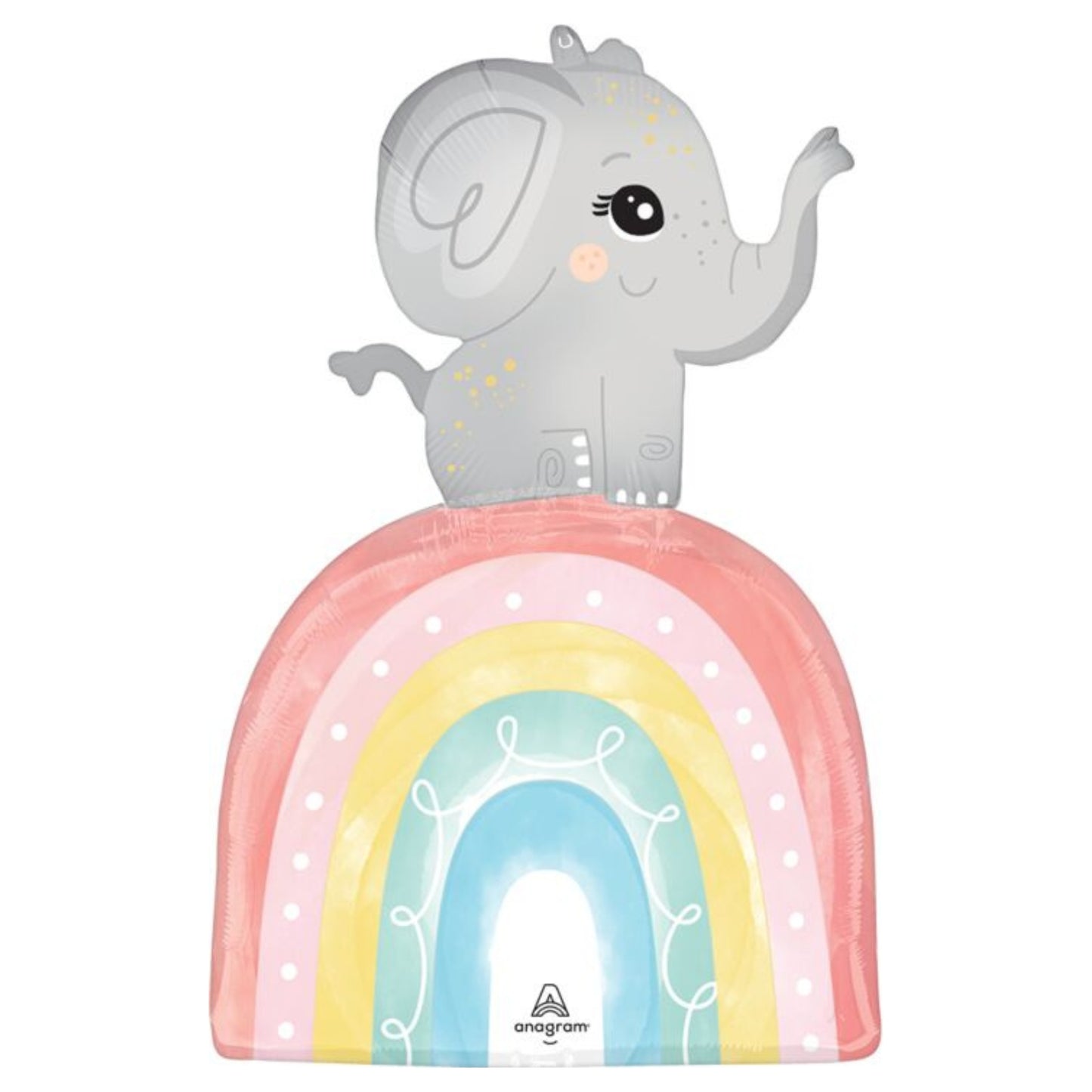 30"/ 76cm SATIN BABY ELEPHANT & RAINBOW SUPERSHAPE FOIL BALLOON