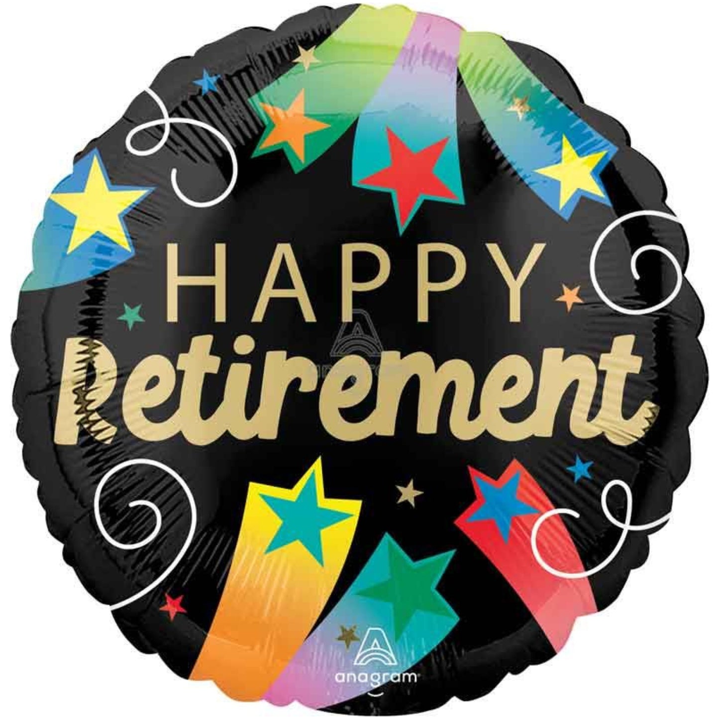 18"/ 46cm HAPPY RETIREMENT BLACK FOIL BALLOON