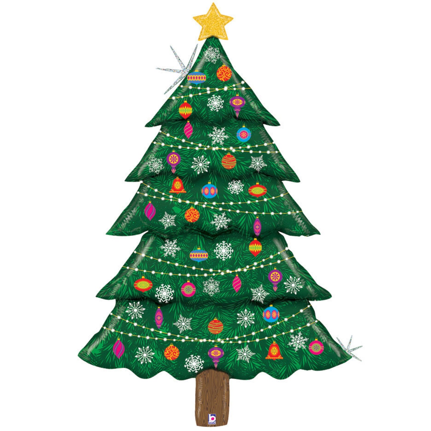 60"/ 152cm HOLOGRAPHIC CHRISTMAS TREE SUPERSHAPE FOIL BALLOON