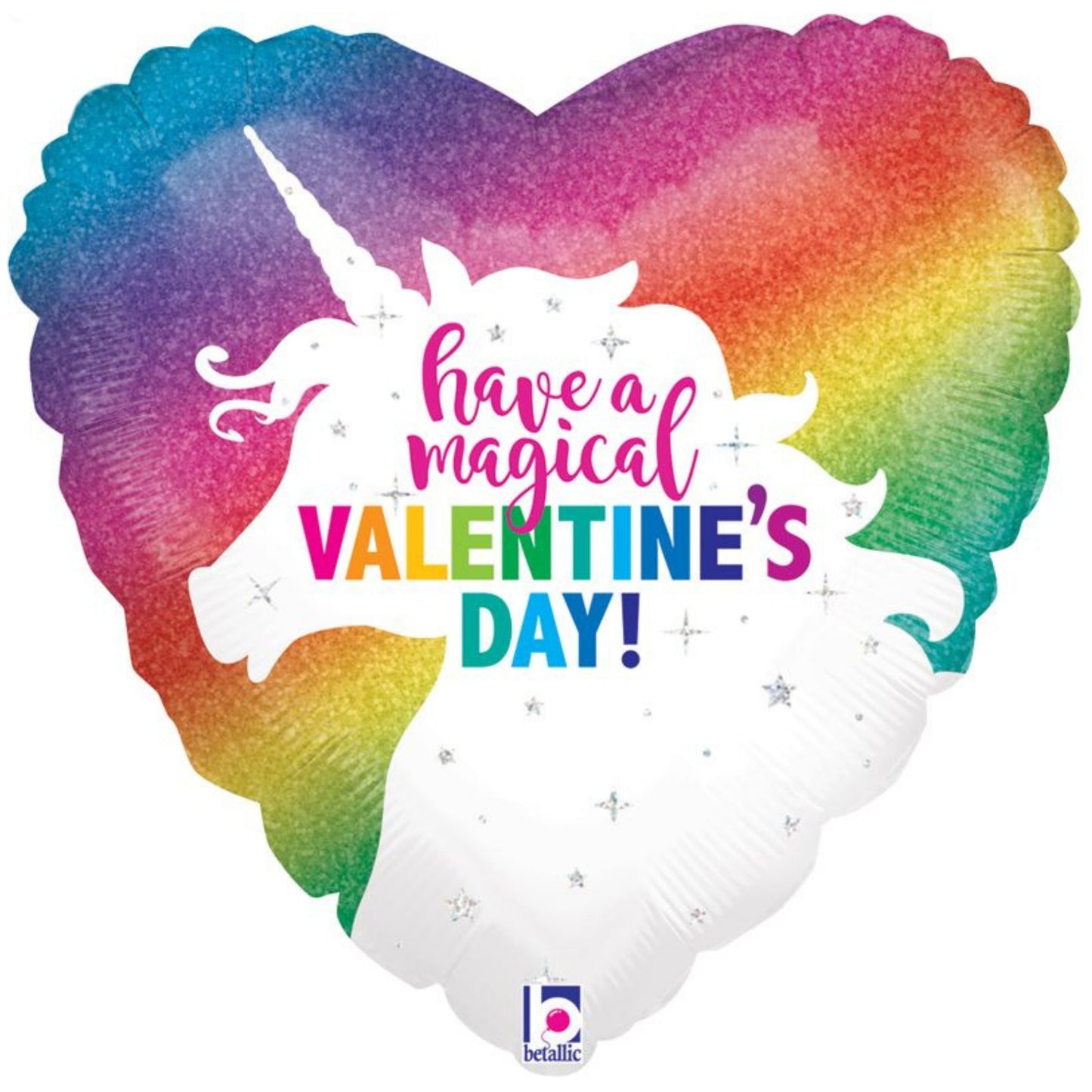 18"/ 46cm GLITTER UNICORN VALENTINE FOIL BALLOON