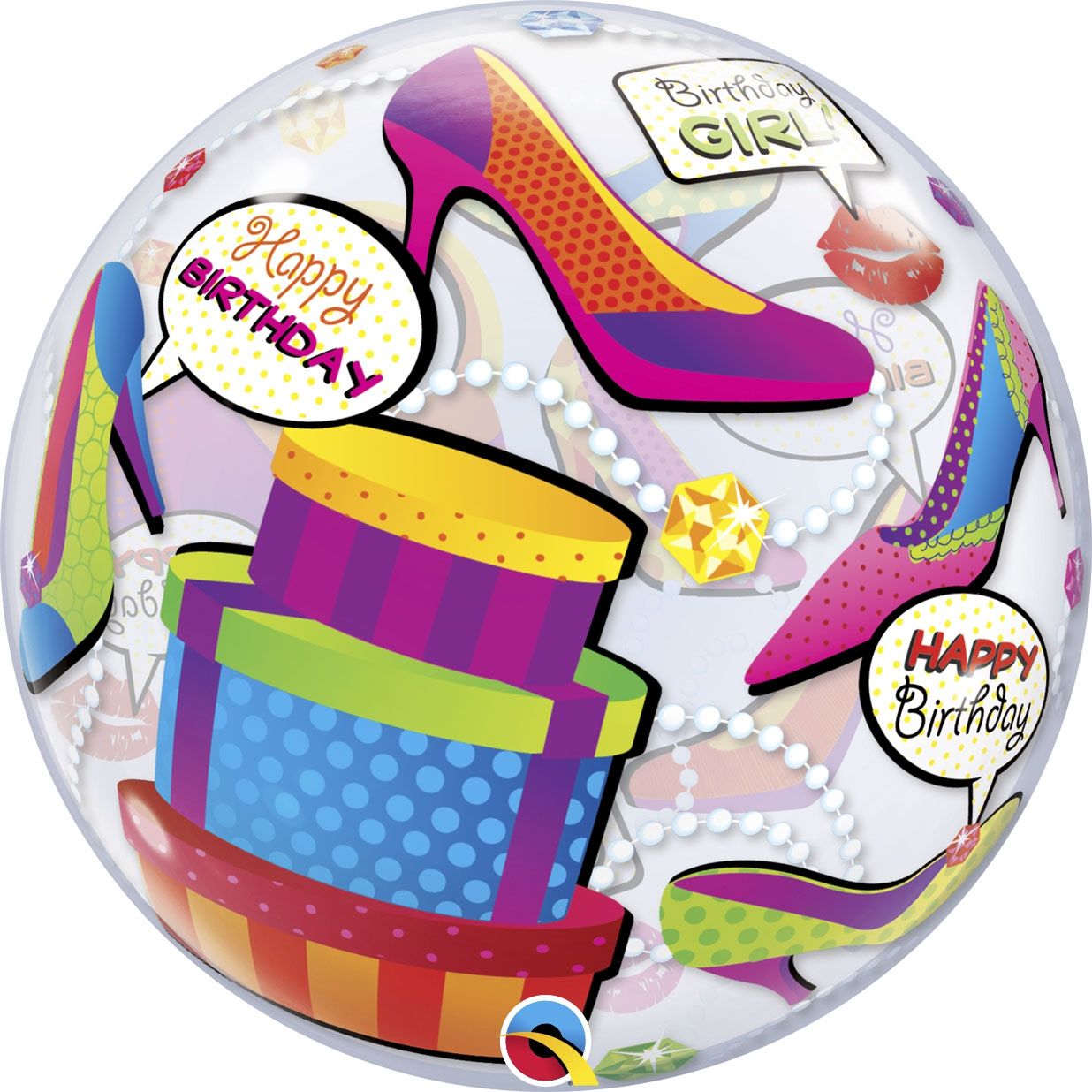 22"/ 56cm BIRTHDAY GIRL SHOPPING SPREE SPHERICAL BUBBLE BALLOON
