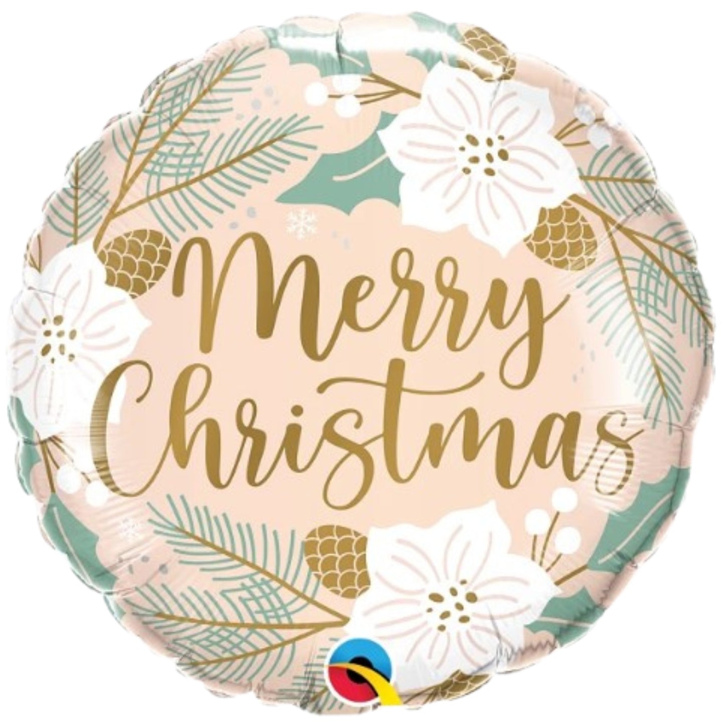 18"/ 46cm CHRISTMAS FLORAL ROUND FOIL BALLOON