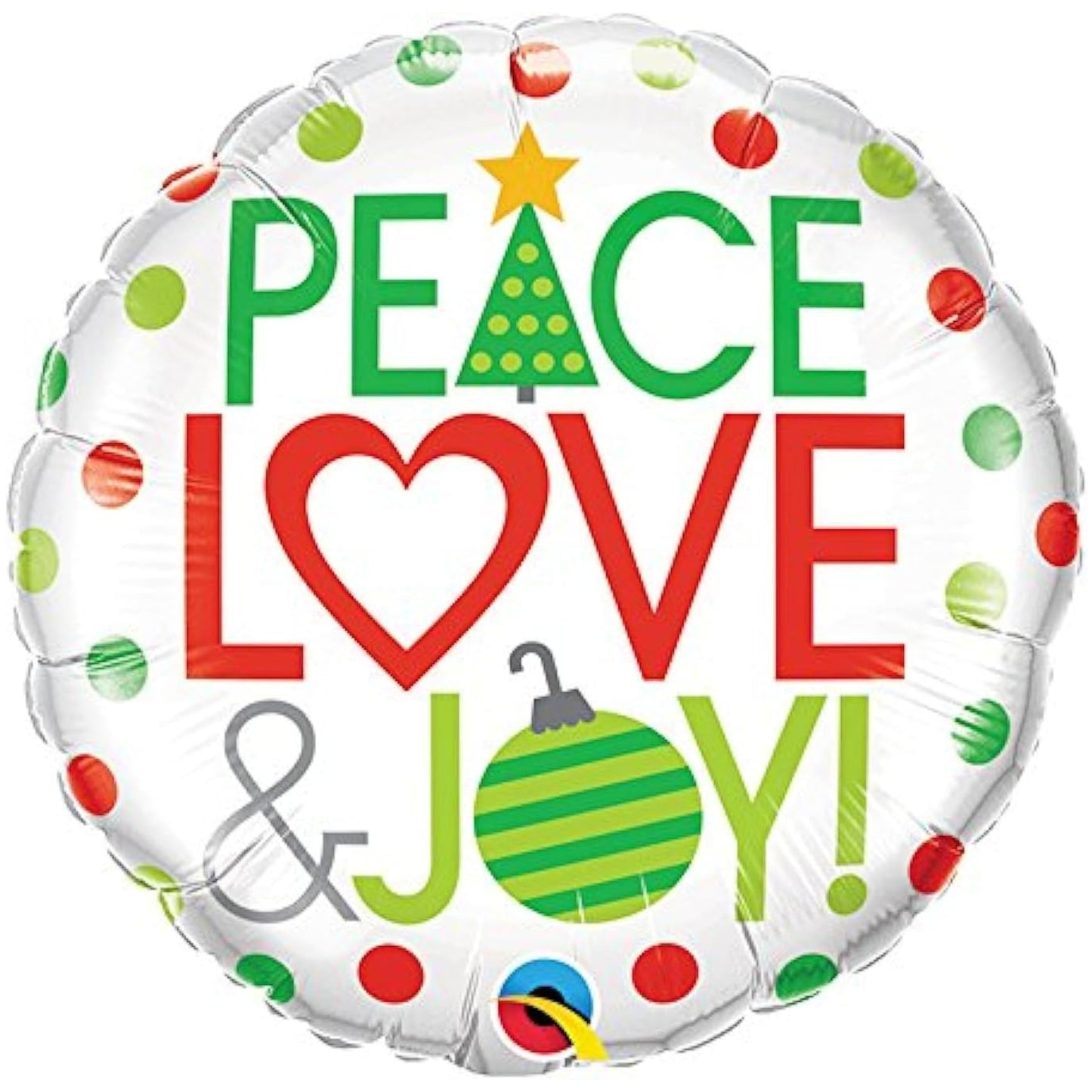 18"/ 46cm PEACE LOVE & JOY ROUND FOIL BALLOON