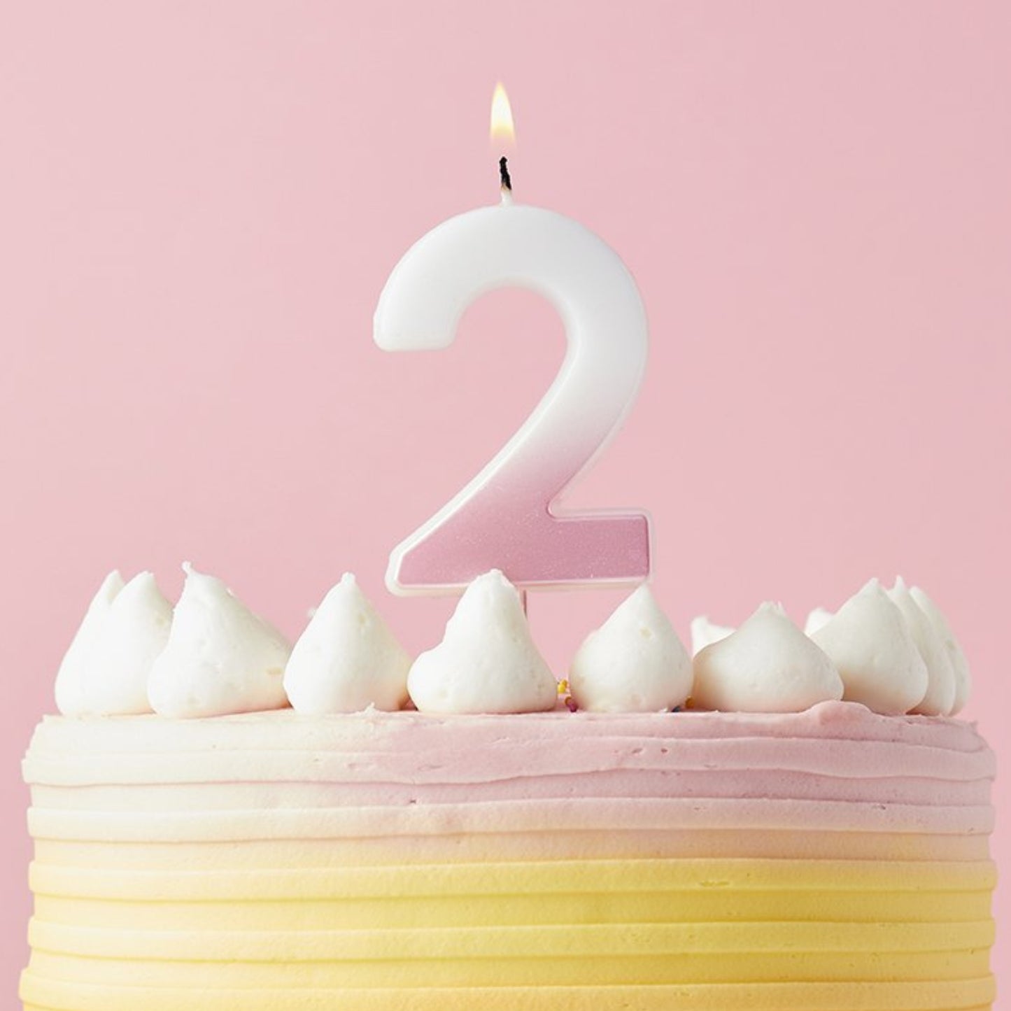 2.4"/ 6.2cm PINK OMBRE NUMBER '2' CANDLE