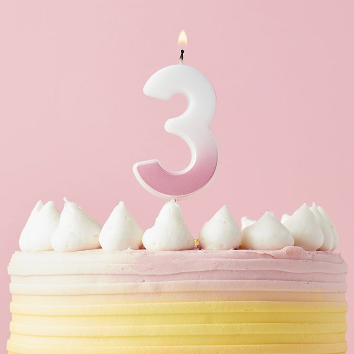 2.4"/ 6.2cm PINK OMBRE NUMBER '3' CANDLE