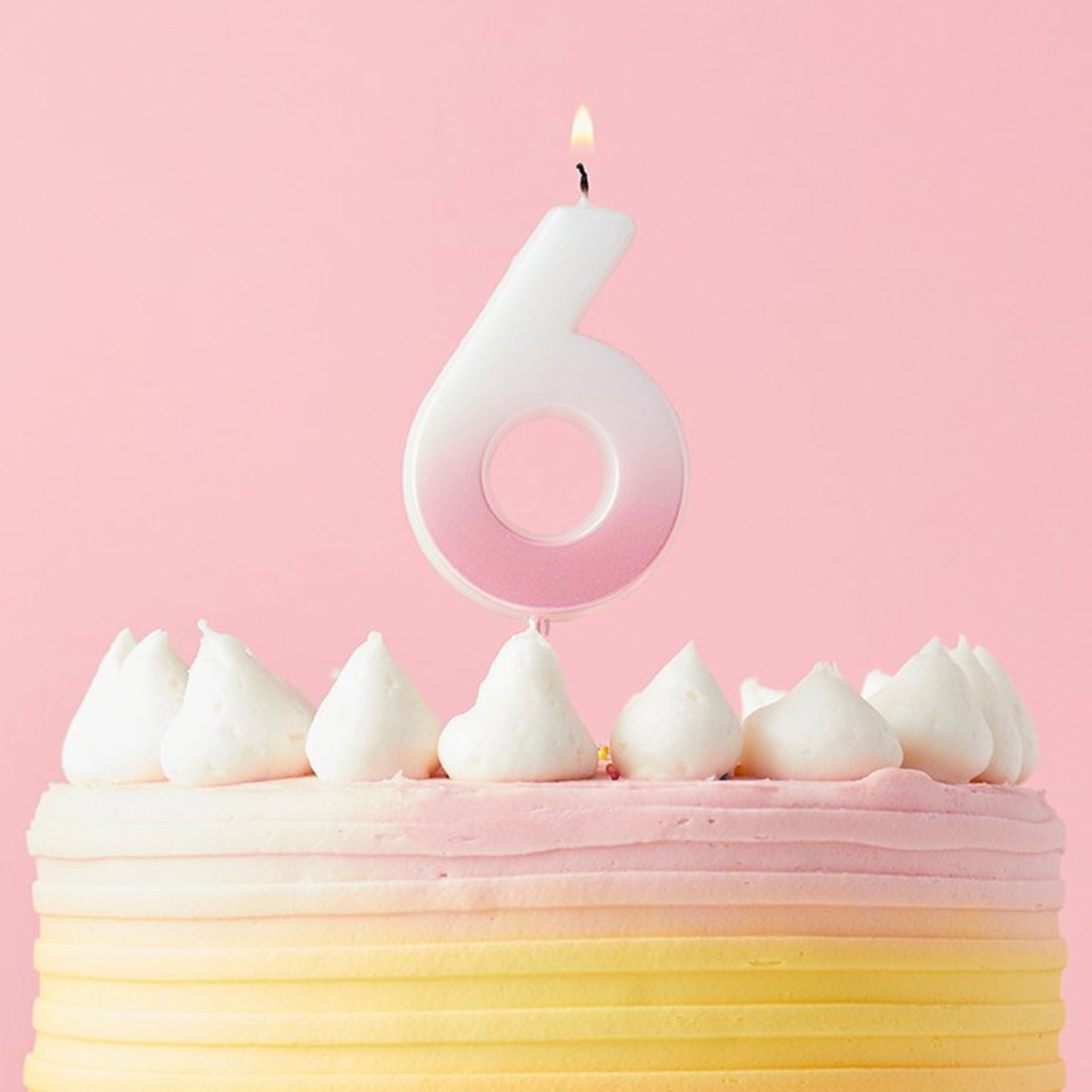 2.4"/ 6.2cm PINK OMBRE NUMBER '6' CANDLE