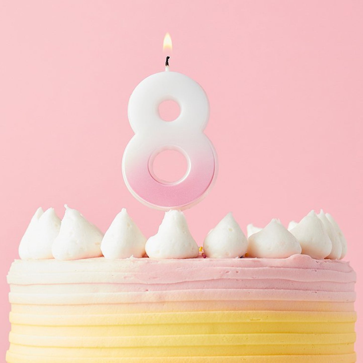 2.4"/ 6.2cm PINK OMBRE NUMBER '8' CANDLE
