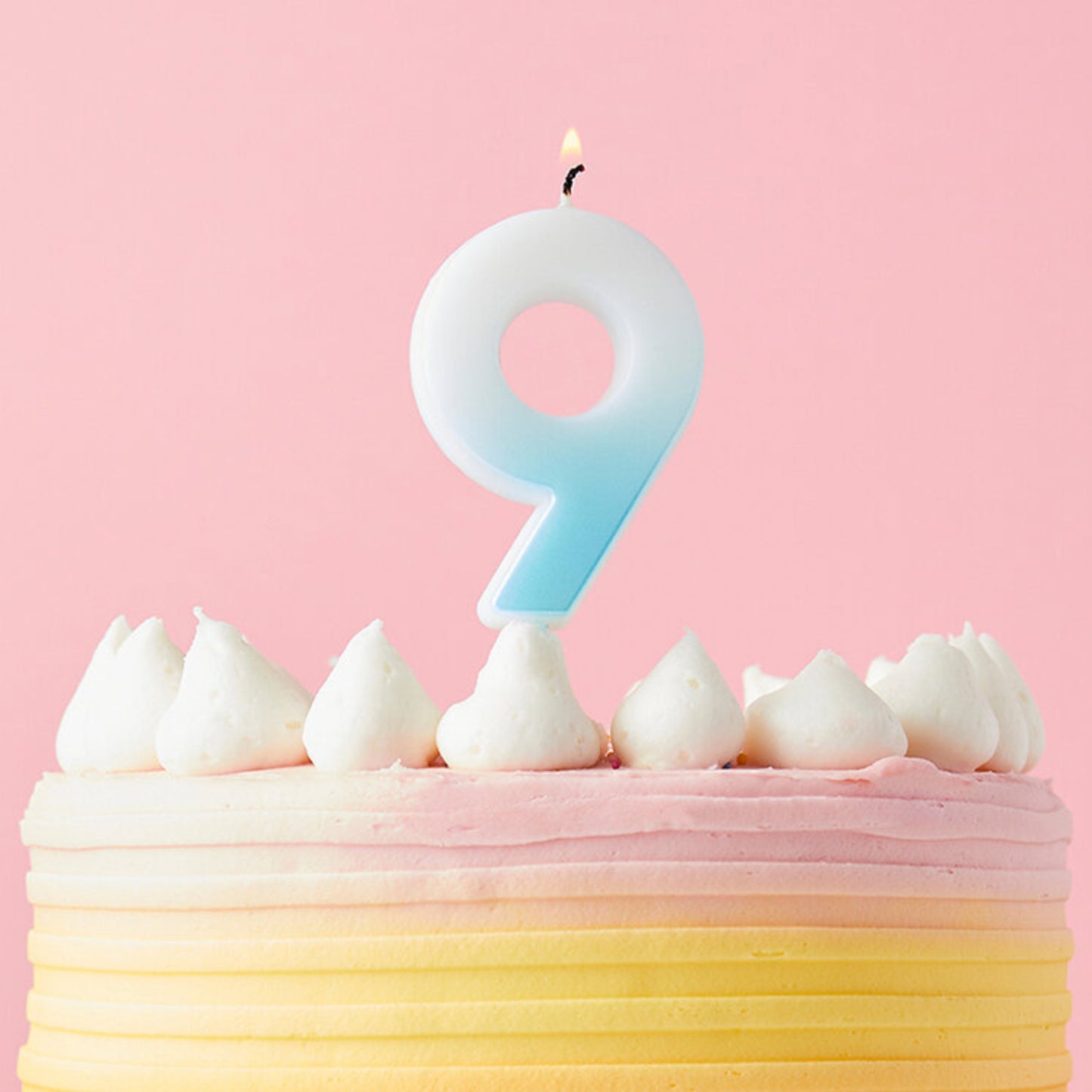 2.4"/ 6.2cm BLUE OMBRE NUMBER '9' CANDLE