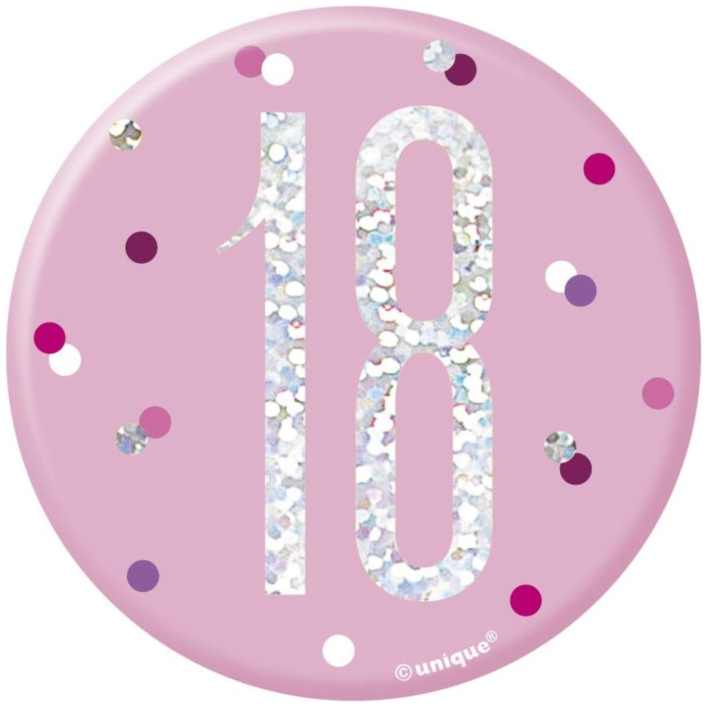 3"/ 8cm GLITZ PINK 18th BIRTHDAY BADGE