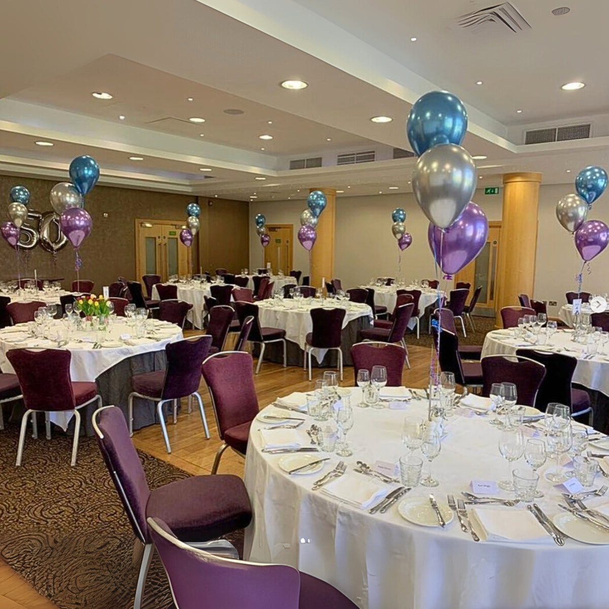 Blue Chrome, Silver Chrome & Violet Chrome - Table Clusters of 3