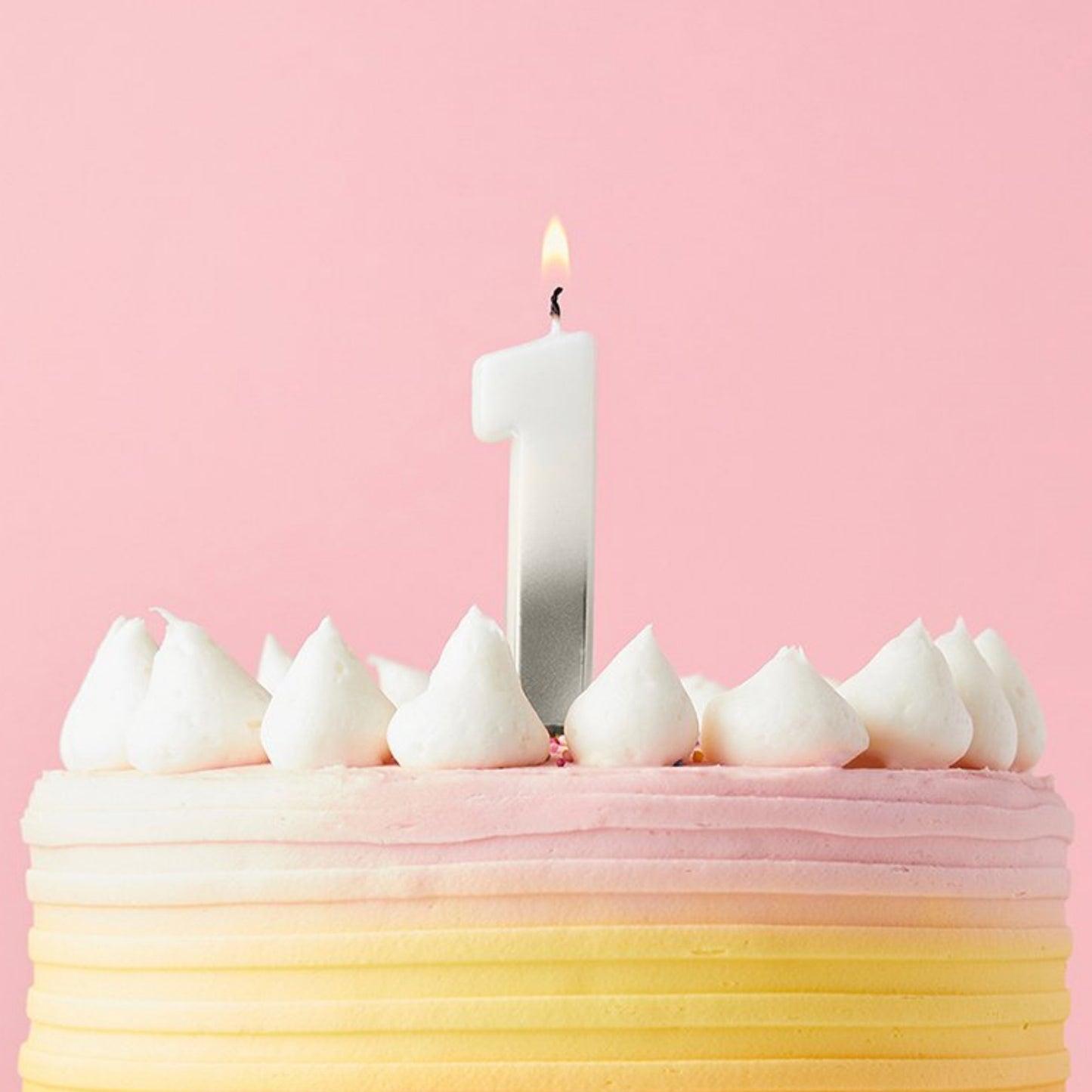 2.4"/ 6.2cm SILVER OMBRE NUMBER '1' CANDLE