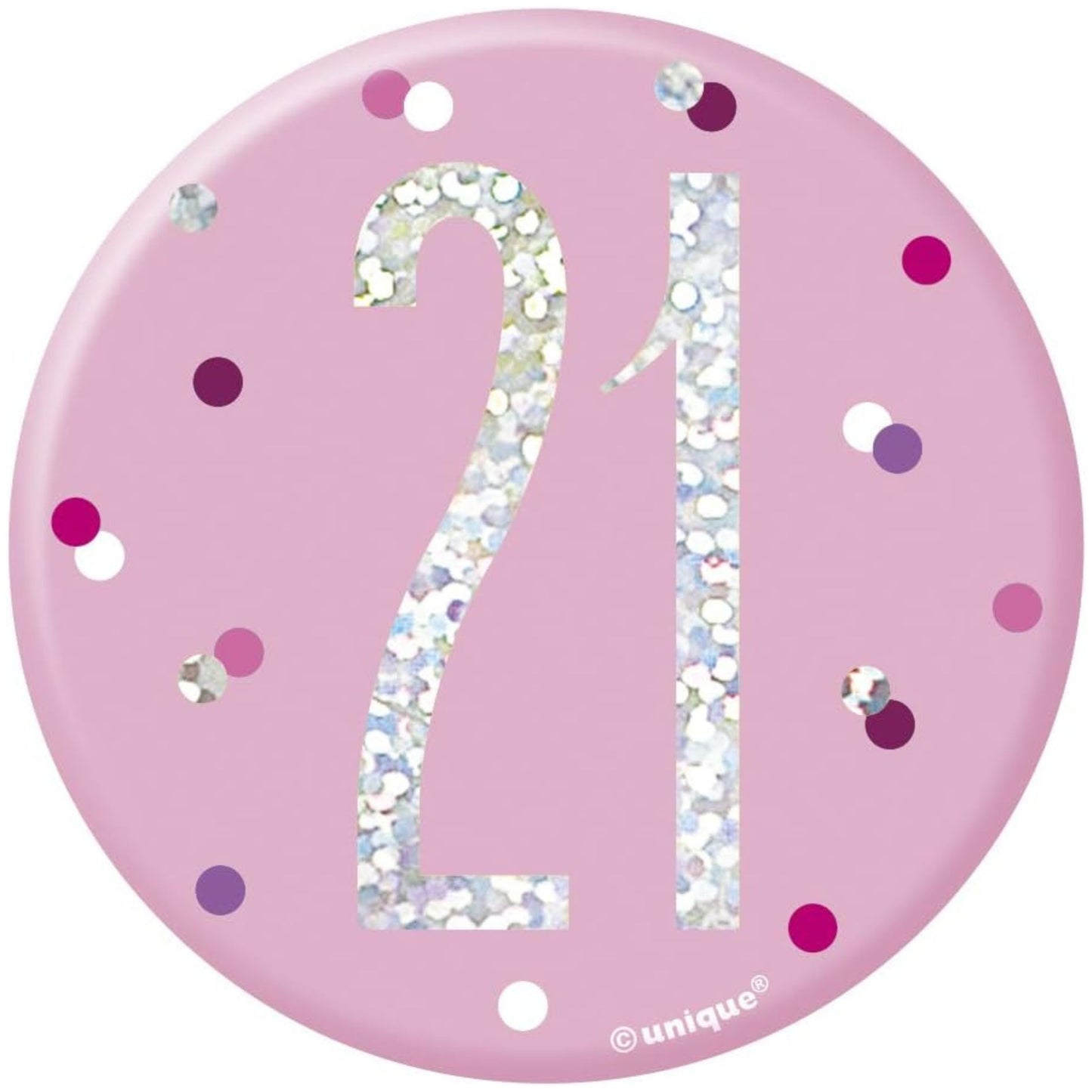 3"/ 8cm GLITZ PINK 21st BIRTHDAY BADGE