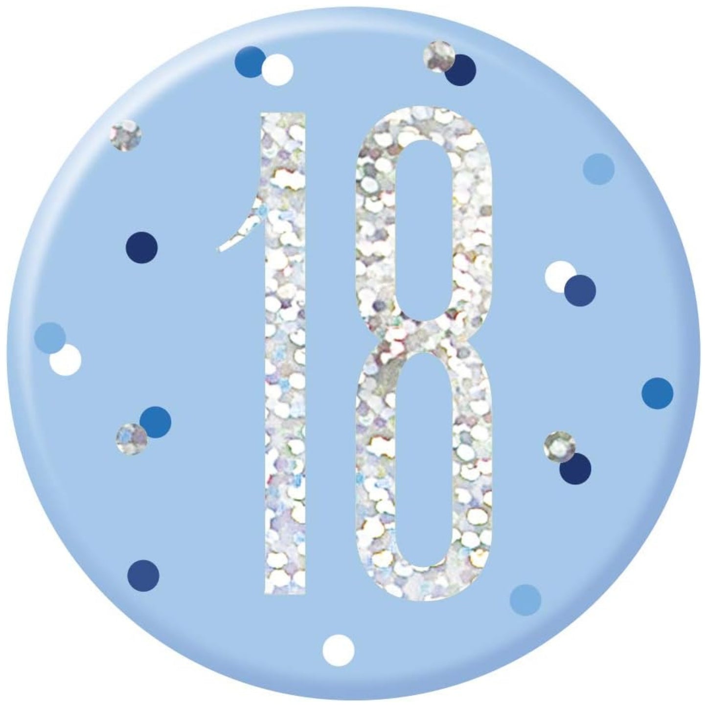 3"/ 8cm GLITZ BLUE 18th BIRTHDAY BADGE