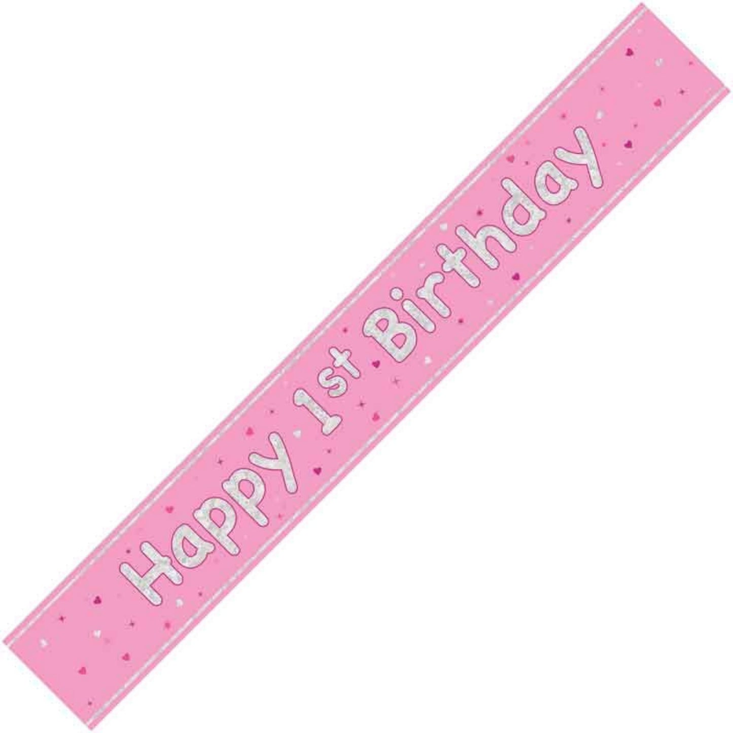 9ft / 2.7m GLITZ PINK 1ST BIRTHDAY BANNER