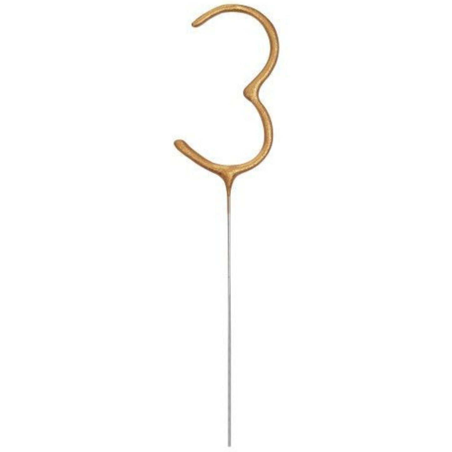 7"/ 18cm NUMERAL 3 GOLD GLITZ SPARKLER CANDLE