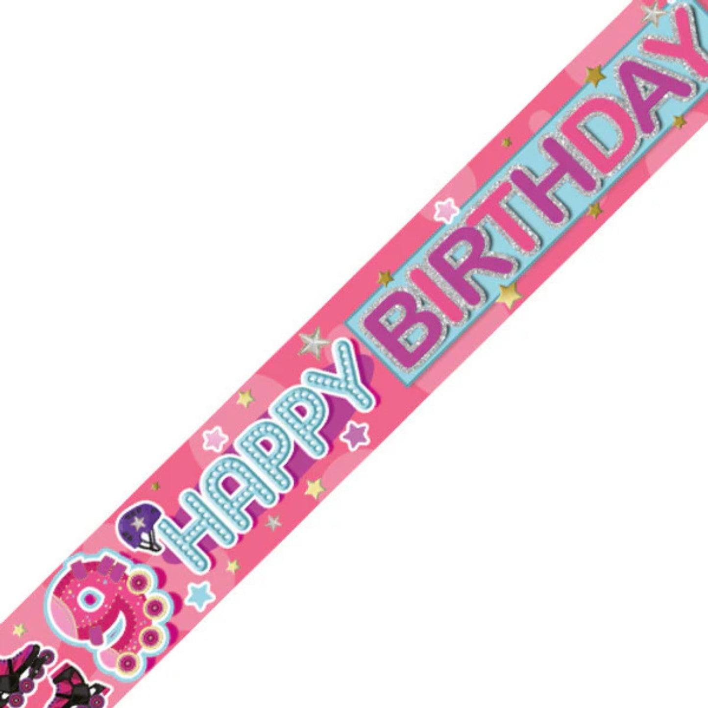 9ft / 2.7m GIRLS 9TH BIRTHDAY BANNER