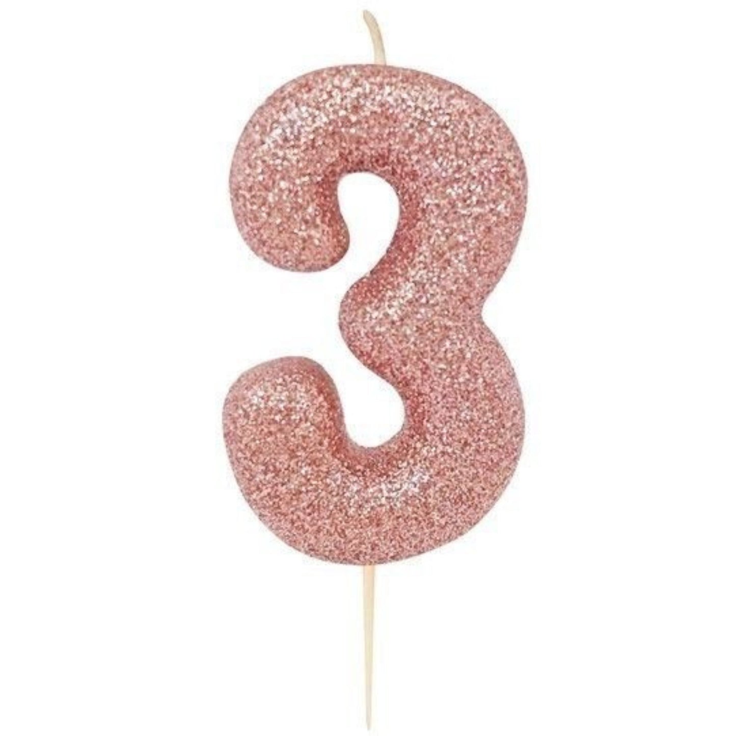 2.8"/ 7cm ROSE GOLD NO. 3 GLITTER PICK CANDLE