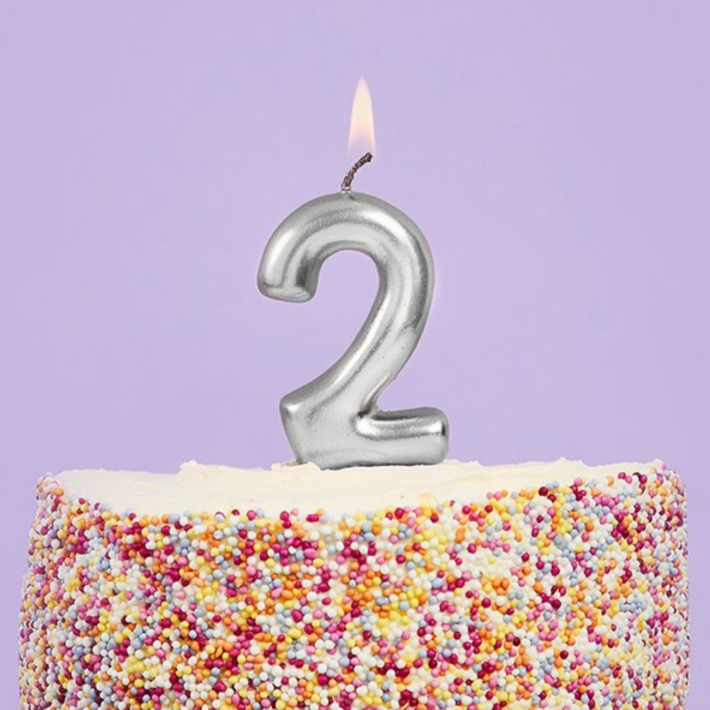 3"/ 8cm SILVER NUMBER '2' CANDLE