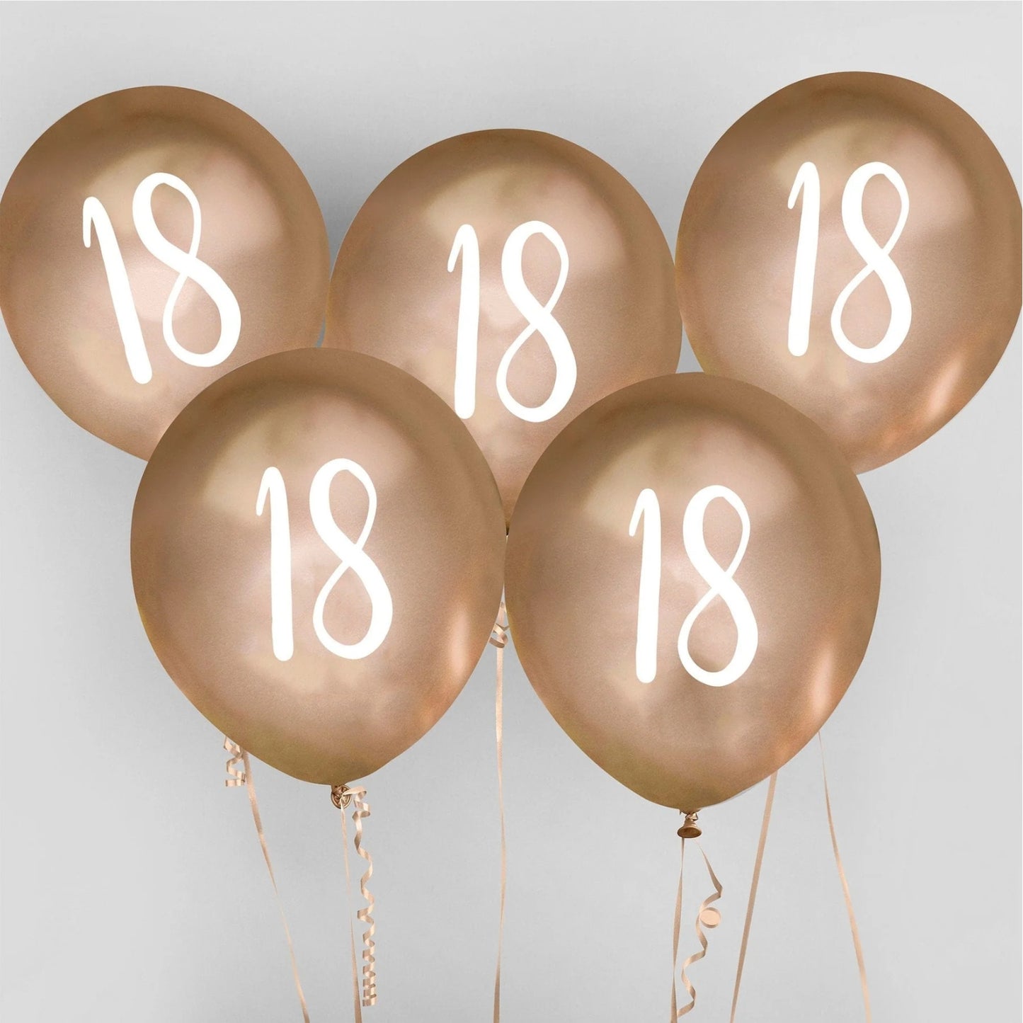 12"/ 30cm GOLD '18' 5 PACK LATEX BALLOONS