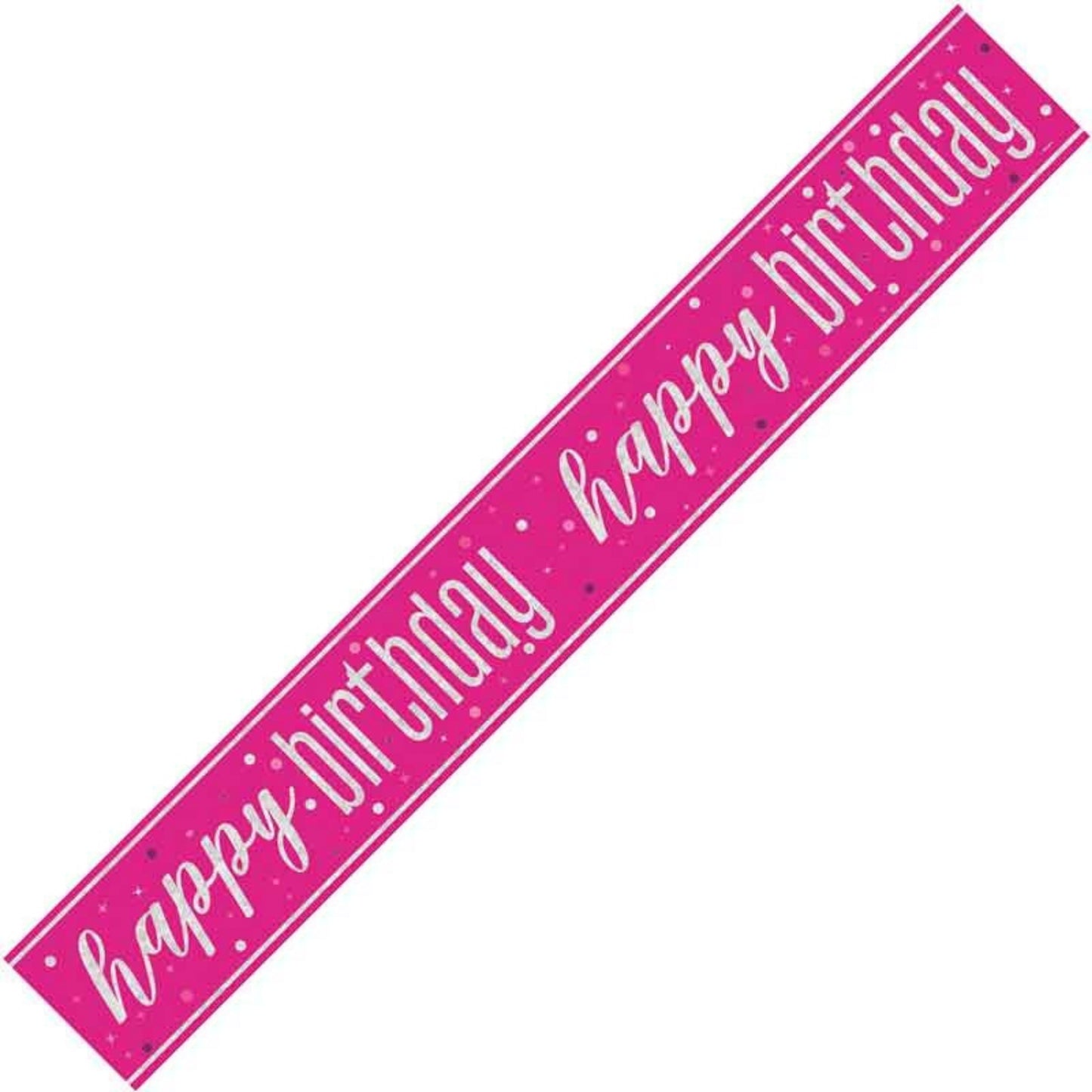 9ft / 2.7m GLITZ PINK HAPPY BIRTHDAY BANNER